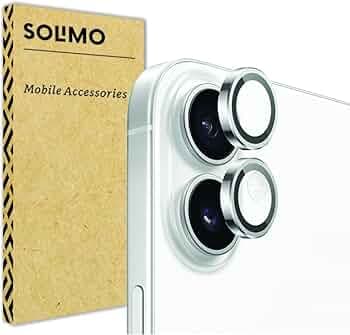 Amazon Brand - Solimo Tempered Glass Camera Lens Protector for iPhone 16 (Silver)