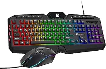 Portronics Ki-Pad 5 Wired Gaming Keyboard & Mouse Combo, 7-Button Mouse Control, 19 Anti-Ghosting, Multimedia Keys, Cool RGB Backlight, 1.5M Cable Length, Compatible with Desktop PCs, Laptops (Black)