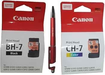 Canon Printer Head BH-7 Black & CH-7 Color with ITGLOBAL 3in1 Multi-Function Mobile Phone Stand, Stylus Pen, Anti-Metal Texture Rotating Ballpoint Pen (Very Colors) BH 7 CH 7