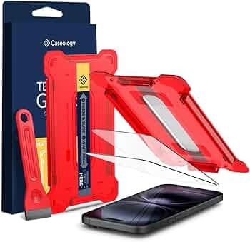 CASEOLOGY by Spigen Snap Fit for iPhone 16 Screen Protector [Tempered Glass with Installation Kit] [Anti-Scratch] Screen Guard Protector for iPhone 16-2 Pack