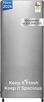 Haier 190L 2 Star Direct Cool Single Door Refrigerator | Toughened Glass Shelves | Fast Ice Making in Just 60 minutes | Large Veg Box| Easy Clean Back (HED-202TMSA-N, Moon Silver)