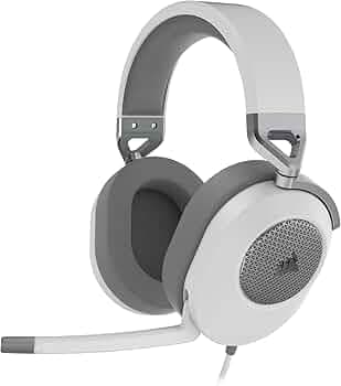 Corsair HS65 Surround Wired Gaming On Ear Headset (Leatherette Memory Foam Ear Pads, Dolby Audio 7.1 Surround Sound on PC and Mac, SonarWorks SoundID Technology, Multi-Platform Compatibility) White