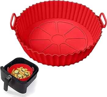 Air Fryer Liners I Round Silicone Basket Baking Tray I Pot with Ear Handles I Nonstick Reusable Heat Resistant I Cooking Oven Insert Accessories pack-1 (Multicolor)