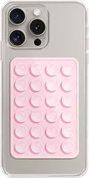 Meyaar Silicone Phone Sticky Grip, Suction Phone Case Mount for iPhone and Android, Hands-Free Sticky Cell Phone Grip, Mobile Fidget Mirror Holder for Selfies and Videos (Light Pink)