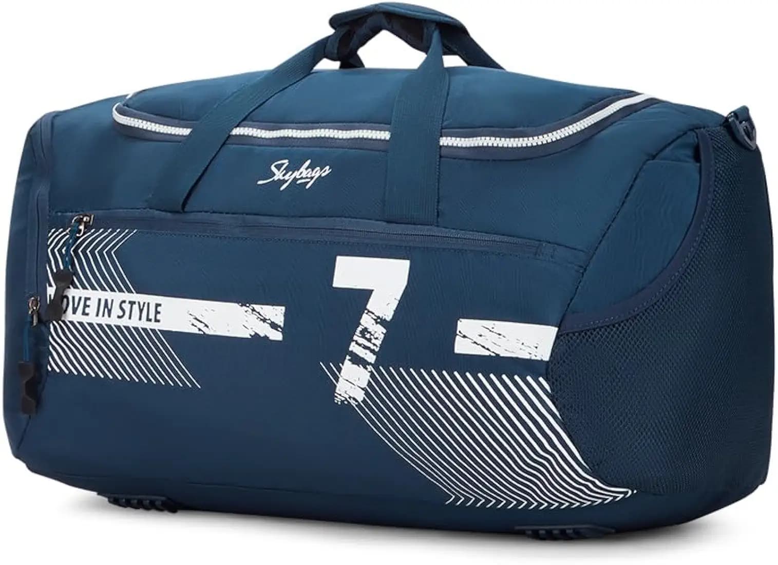 Skybags Polyester Stride 52Cm Gym Duffle Bag for Men and Women with Multiple Pockets and Separate Shoe Compartment for Travel, Sports and Workouts (Blue) with Wet Pouch