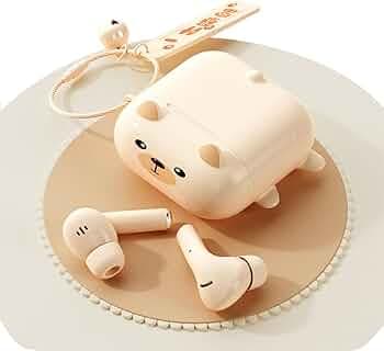 Xmenha True Wireless Cute Kawaii Headphones for Girls - Small Mini Tiny Earbuds for Kids - Noise Cancelling Earphones - TWS Wireless Earbuds for iPhone Android