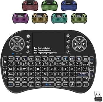 viboton Backlit Mini Wireless Wi-Fi Keyboard Touchpad Mouse and Multimedia Keys for Android TV Box Smart TV HTPC PS3 Smart Phone Tablet Mac Linux Windows OS (Not Support to Bluetooth) Black