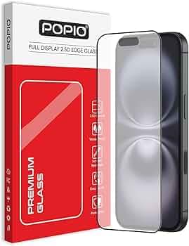 POPIO Matte Gaming Tempered Glass Compatible For iPhone 16 (Black) Edge-To-Edge Protector Coverage With Easy Installation Kit