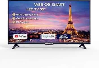 55 Inch 4K Ultra HD WebOS Smart LED TV (140 cm) | BOE IPS Display | 3840×2160 Resolution | Remote Compatible with Google Assistant | Bluetooth & Wi-Fi | 2×12W Sound | 4 HDMI, 2 USB