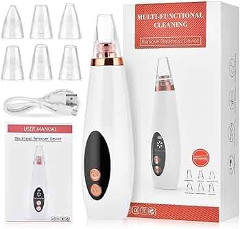 6 in 1 Multi-function Blackhead Remover Tools | Electric Derma suction Machine | USB Rechargeable Acne Pimple Pore Cleaner Vacuum tool - Facial Cleanser Device for Nose & Skin Care
