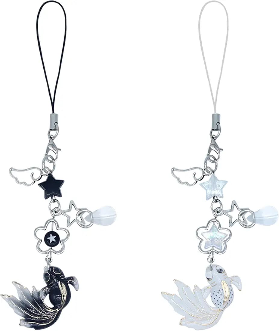 Aesthetic Phone Charm Star Goldfish Cell Phone Charms Straps for Phone Case, Cute Y2K Fish Charm Keychains Accessories for Women Phone, Camera, and Bag