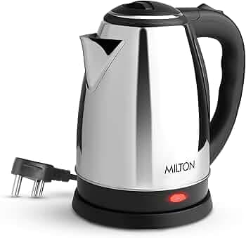 Milton Appliances Go Electric Kettle 1.5 Litre I 3X Protection - Dry Boil, Auto Shut Off, Overheat I 1350 Watt I Super Fast Boiling I Stainless Steel I 360° Power Base I 1 Year Warranty