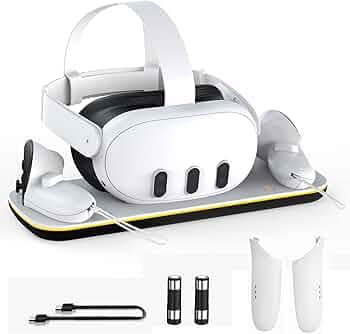 Dobe Charging Dock Station for Oculus Meta Quest 3 Headset and 2 Controllers,Fast VR Charging Station with LED Light [On/Off],VR Charger Display Stand (NO VR Headset Include)