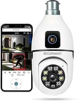 4MP/8MP Dual Lens WiFi Light Bulb Camera for Home | Full HD | Colour Night Vision | Motion Detection | Two Way Audio | Wireless Security Camera with Mobile App V380 Pro (Dual Lens Light Camera)