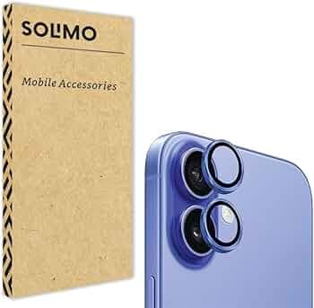 Amazon Brand - Solimo Tempered Glass Camera Lens Protector for iPhone 16 (Blue)
