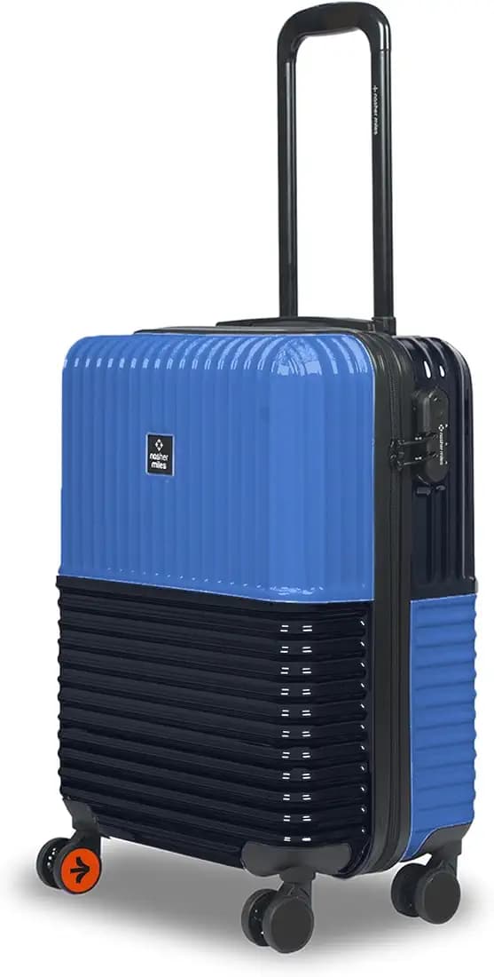 Nasher Miles Istanbul Hard-Sided ABS and PC 8 Wheels Double Spinner Cabin Luggage Blue Dark Blue 20 inch | 55cm Small Trolley Bag