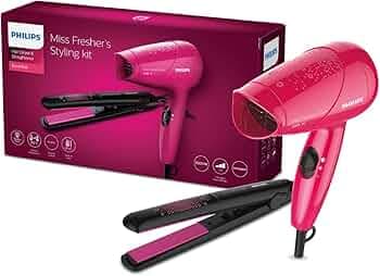 Philips India's No.1 Hair Styling Brand | Hair Dryer & Straightener | Combo Kit | Blow Dry for Men & Women | Minimized Damage | Designed for Indian Hair, HP8643