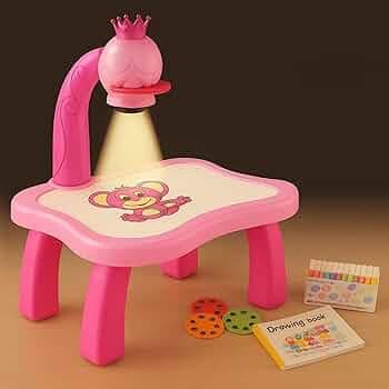 GRAPHENE Drawing Projector Table Set 24 Patterns Led Magic Doodle Board Kit for Kids Trace Draw Smart Sketcher 12 Colorful Pen Book Fun Educational Creative Painting Desk Toy Boy Girl 3+ Years