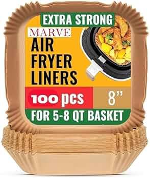 Airfryer Papers Disposable, 125PCS Non-Stick Parchment Paper, Air Fryer Liners for 5-8QT Air Fryer, Baking, Roasting Microwave (8 Inch Square 125 PCs) (Square Paper Fryer 100 Pcs)