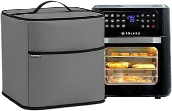 Oven Air Fryer Top Cover with 2 Storage Pockets for SOLARA 12L - Dustproof & Waterproof, Washable Protective Cover for Kitchen Appliances SLR 12L (Grey)