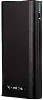 Portronics Lithium Polymer Power M 20K 20000 mAh Metal Housing Power Bank with Dual Input (Type C + Micro USB) & Triple Output Fast Charging, 18 W with QC 3.0 & Type-C PD Type-C Cable Included -Black