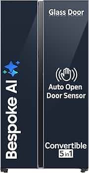 Samsung 653 Liters Bespoke Convertible 5 in 1 Side by Side Refrigerator (Clean Navy, RS76CB81A341)