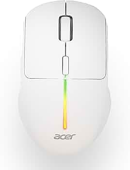 Acer Prism Wireless Mouse | Dual Mode 2.4GHz & BT 5.1 | 6 Buttons with Scroll Wheel | 800/1200/1600 DPI | Rechargeable 500mAh Battery | Running RGB | Lightweight 73g I Windows & Mac Compatible – White
