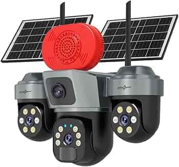 Active Pixel 4Mp Solar LED Street Light with 3 Camera Security System | PTZ 360° + Dual Side Cameras | Motion Detection | Night Vision | Remote Monitoring | Waterproof Outdoor Solar CCTV Light