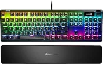 SteelSeries Apex 7 Mechanical Gaming Keyboard OLED Smart Display USB Passthrough and Media Controls Linear and Quiet RGB Backlit (Red Switch)