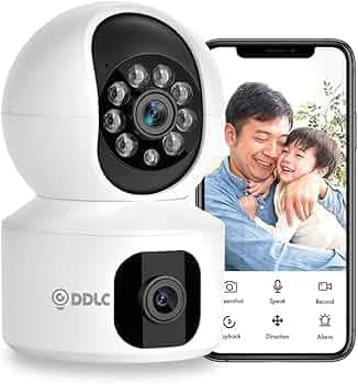 DDLC 5MP Indoor WiFi Smart CCTV Camera for Home | 1080p Full HD | Color Night Vision | Motion Detection | Two Way Audio | Wireless Home Security Camera with Mobile App V380 Pro (Upro Dual Lens)
