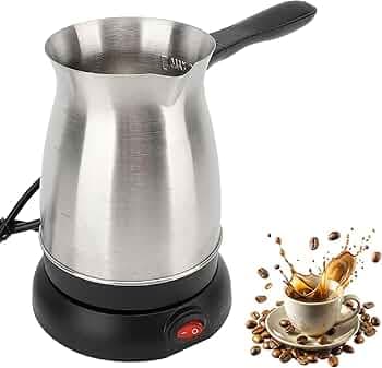 NEEPRA Elegant Electric Turkish Coffee Maker, 500ml Stainless Steel Kettle, Tea, Coffee, Milk, Melted Butter, Water Boiler with Power Switch, Coffee Maker Pot