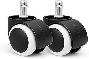 Office Chair Caster Wheels - 2 Inch Office Chair Wheels Replacement, Desk Chair Wheels for Computer and Gaming Chair, Safe for All Floors and Carpets, Set of 2 (Pin Type-White)