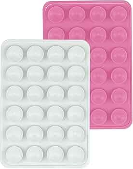 CERLINK Suction Phone Case Grip for Mobile Phone, Silicone Adhesive Sticker 24 Cup Strong Gripper Compatible with Mirror,Marble,Glass (White,Pink)