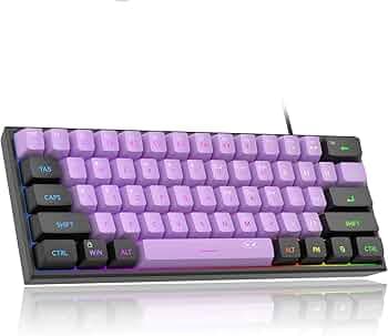 MageGee TS91 Mini 60% Gaming Keyboard, RGB Backlit 61 Key Keyboard, Ergonomic Waterproof Mechanical Feeling Office Computer Keyboard for PC, MAC, PS4, Gamer(Violet)…