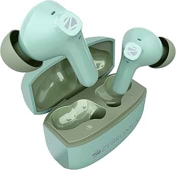 ZEBRONICS PODS 141 in Ear Wireless Earbuds, Upto 35 Hrs Backup, Dual EQ, Quad MIC ENC, 10mm Bass Drivers, Rapid Charging, Bluetooth, Dual Pairing, Flash Connect, Low Latency Gaming (Green)