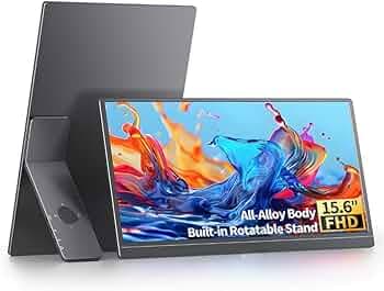 XAVION 15.6 Inch FHD Portable Monitor | IPS Display | Ultra-Slim Foldable Screen Extender | USB Type-C & HDMI | Compatible with Laptop, PC, Mac, Smartphone (15.6")