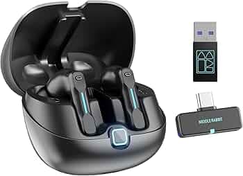 SW5 Wireless Headphones for Work with Microphone, Bluetooth Earbuds, 20ms Low Latency, 4 Mics, Compatible with Desktop Computer and Laptop PC, Ideal for Office, Call Center