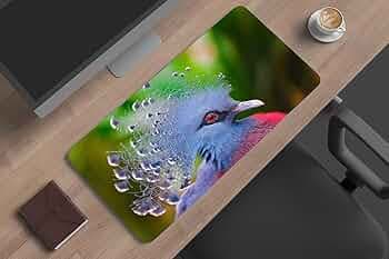 Gadgets WRAP Large 11x23inch Mouse Pad Desk Mat Anti-Slip Base Spill-Resistant for Laptop, MacBook, Gaming Computer - Victoria Crowned Pigeon