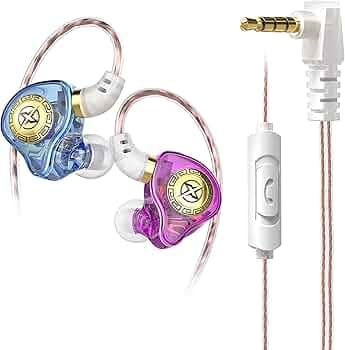 FEDAI X1 in Ear Monitor Earbuds for Musicians, HiFi Headset Earphones，with Mic Headphones Wired, Noise Canceling, for Teen, Musicians Stage, Drummer for Gym Workout Running Church (Blue+Purple)