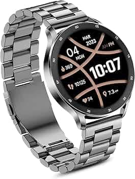 PunnkFunnk Newly Launched Metal Chain Active 2 Max Bluetooth Calling Smartwatch 1.3" Amoled Display 360*360 High Resolution 4.2 BT with, 100+ Sports Mode with IP68, Tracking, AI Voice Assistant(Grey)