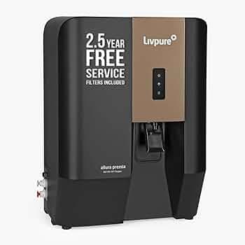 Livpure Allura Premia Water Purifier| Zero Cost for 2.5 Yrs - Filters Included | 10 Stage Advanced Purification | RO+UV+UF+Copper+Alk+Mineraliser| In Tank UV Sterilisation| 7 Ltr|