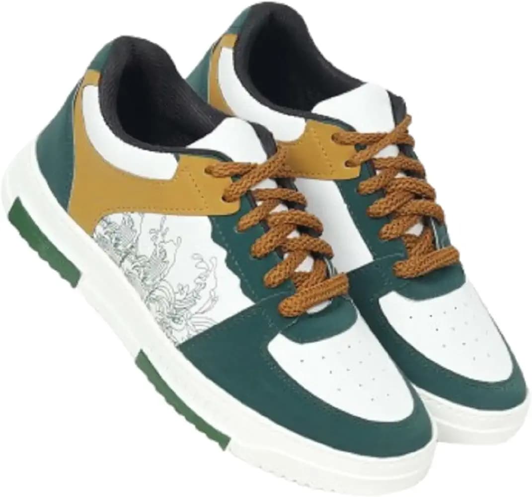 KESTRO Men’s Casual Sneakers Shoes | Lace-Up Low Top Footwear with Printed Design | Comfortable Shoes for Walking, College, Office, Travel & Outdoor Use