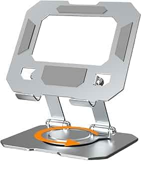 360° Rotatable Metal Tablet Stand, Adjustable Folding Desktop Stand for iPad/iPhone/Switch, Universal Use for Office/Movie/Studying/Drawing/Gaming, Silver