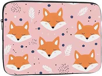 Laptop Sleeve Bag 14 15 15.4 15.6 Inch,Cute Fox Orange Fox Woodland Animal Pink Protective Polyester Computer Cases Laptop Cover Briefcase Bag Tablet Travel Cover