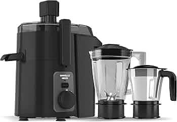 Havells Hexo 950 Watt Juicer Mixer Grinder | Copper Motor with Double Ball Bearing | 2 Jars (Polycarbonate & SS) | 22000 RPM | 100 Min Continuous Run | Metal Teeth Coupler | (Black & Silver)