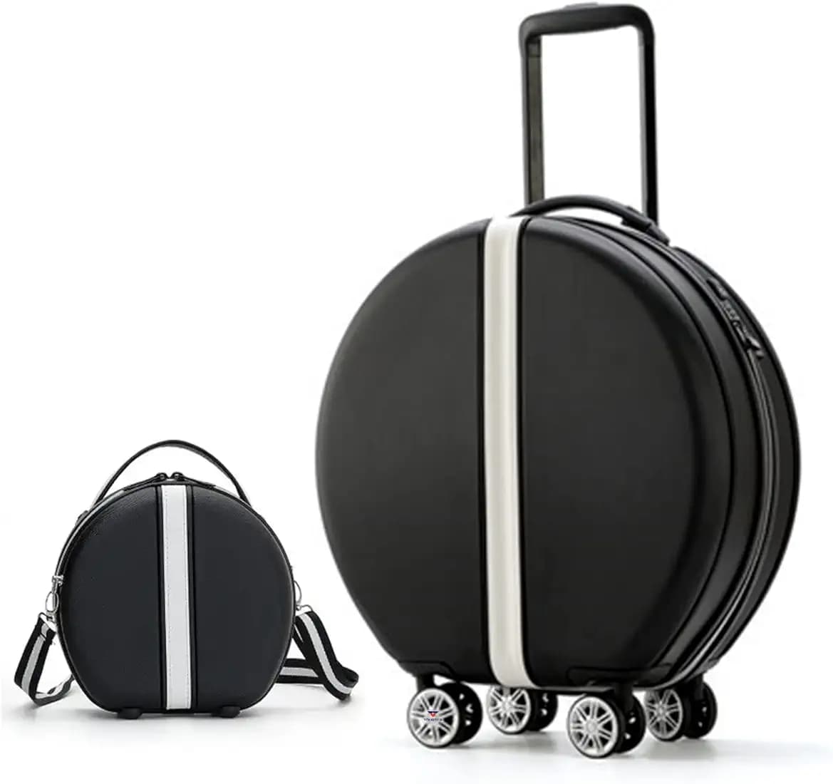 Abs Travel Medium Trolley Luggage Cabin Bag, 20 Inch Luggage Suitcase With 4 Double Spinner Rolling Wheels (Black, 53 cm, hard)