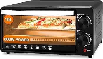 INALSA Oven Toaster Griller 10 L, Cake Baking Oven OTG Multi-Task with Temperature 800 Watts, Includes Baking Pan, Grill Tray & Tray Handle (Black/Silver), kitchen,2 Year Warranty