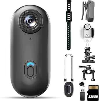 4K Mini Body Camera 128GB - Action Body Cam with Audio & Video- Thumb Hands Free Waterproof Recording Wearable Cameras - POV Worn Portable Personal Camcorder - for Work Travel Pet Walk Swim (CAM16)
