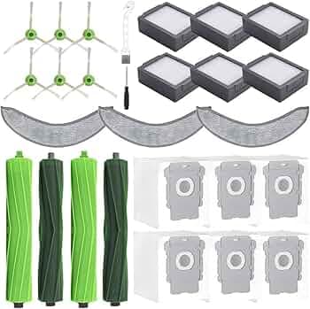 Replacement Parts for iRobot Roomba Combo 10 Max,Combo j9+,Combo j7+/Plus Robot Vacuum Cleaner,2 Rubber Brushes+3 Mop Pads+6 HEPA Filters &Side Brushes &Dust Bags