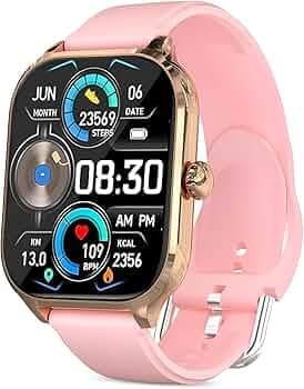 TRIDEO (𝟭𝟱 𝗬𝗘𝗔𝗥𝗦 𝗪𝗔𝗥𝗥𝗔𝗡𝗧𝗬 H9 Smartwatch: Long Battery Life, 2.01" High-Resolution Screen, Bluetooth Calling, IP68 Waterproof, TFT Display, Luxury Design for Men & Women in Pink